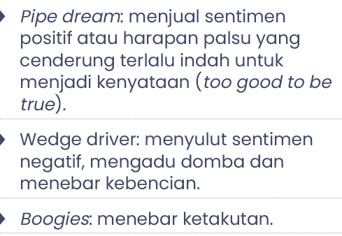 ￼ Pipe dream: menjual sentimen positif atau harapan palsu yang cenderung terlalu indah untuk menjadi kenyataan (too g...